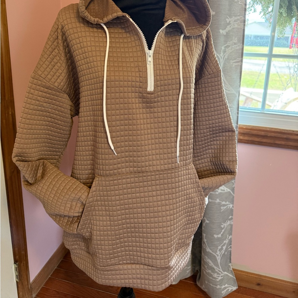 NWT Large lightweight ladies tan hoodie